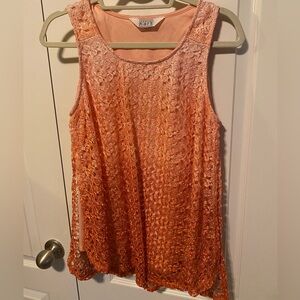 Keren Hart orange and peach ombre floral lace top Sz M NWOT